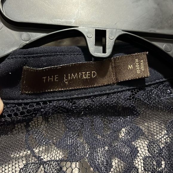 THE LIMITED BLOUSE LACE WOMENS POLY SIZE Medium NAVY BLUE Business Casual - Picture 3 of 10